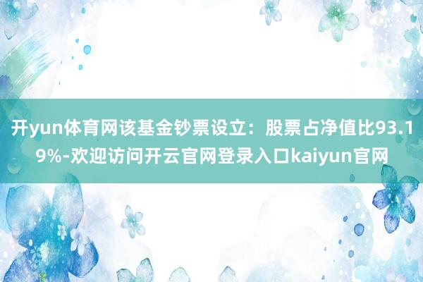 开yun体育网该基金钞票设立：股票占净值比93.19%-欢迎访问开云官网登录入口kaiyun官网