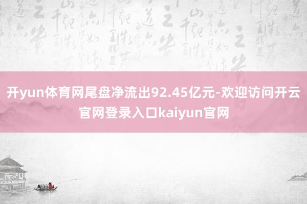 开yun体育网尾盘净流出92.45亿元-欢迎访问开云官网登录入口kaiyun官网
