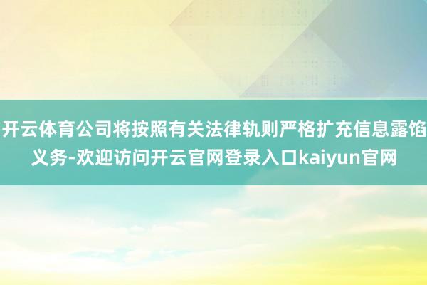 开云体育公司将按照有关法律轨则严格扩充信息露馅义务-欢迎访问开云官网登录入口kaiyun官网